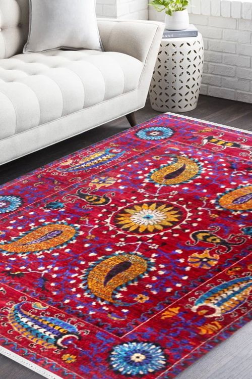 Traditional Rangoli Sari Silk Carpet