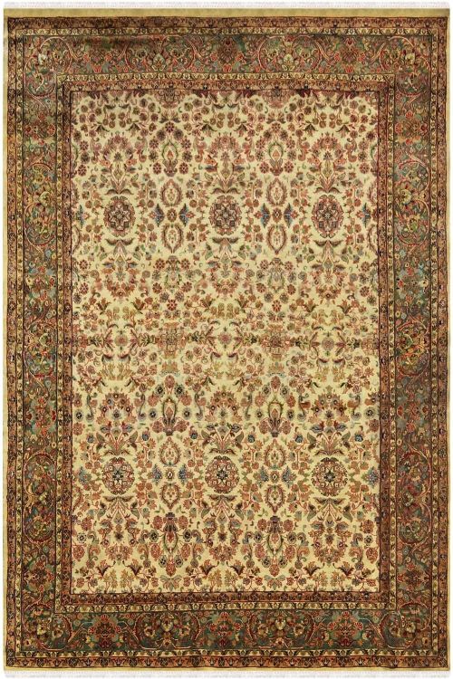 Ivory Jewel Handknotted Wool Area Rug