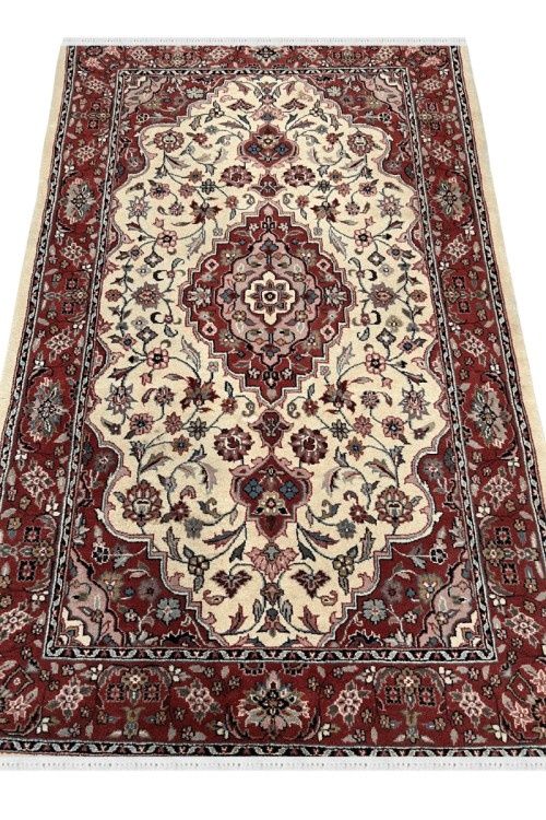Kashan Maroon Medallion Handknotted Rug
