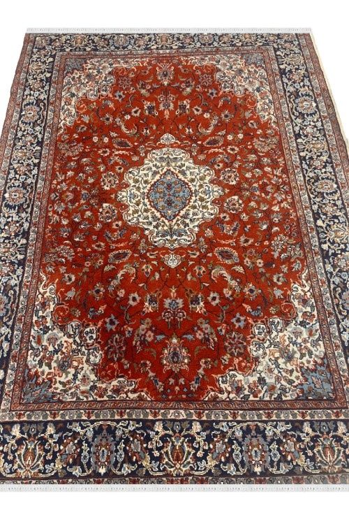 Kashan Rouge Center Piece Wool Handmade Carpet