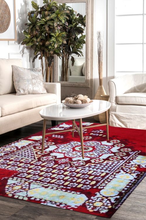 Imperfect Red Handmade Modern Carpet 