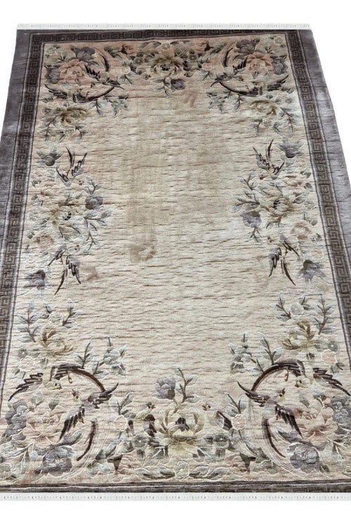 Oriental Express Floral Handknotted Border Rug