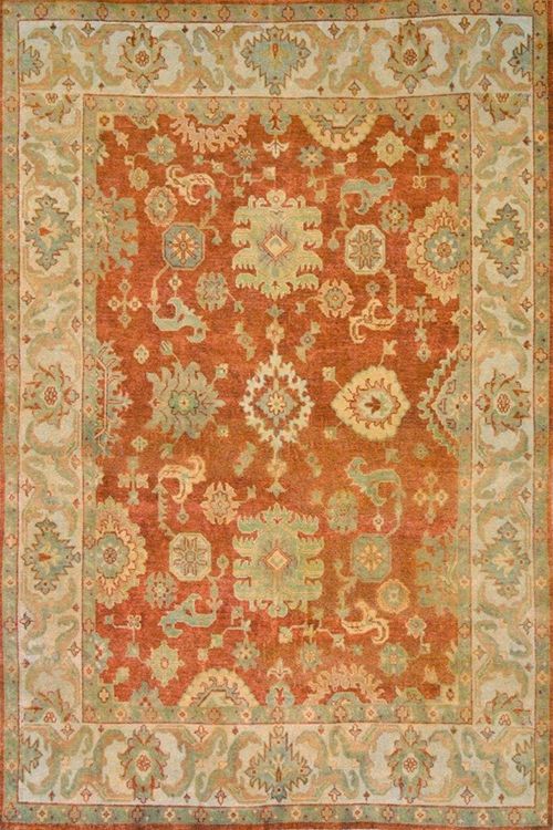 Stone Rust Oushak Pattern Handmade Carpet