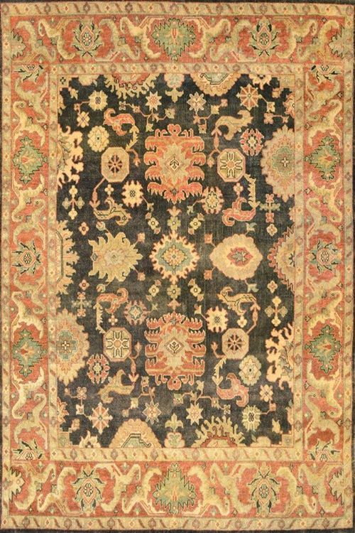 Brown Stone Flat Oushak Area Handmade Rug