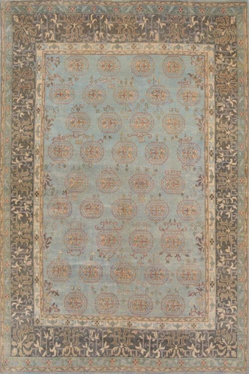 Sky Blue Large Oushak Pattern Handknotted Rug