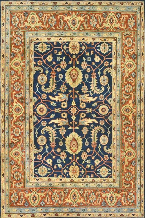 Royale Blue Oushak Pattern Large Handknotted Rug