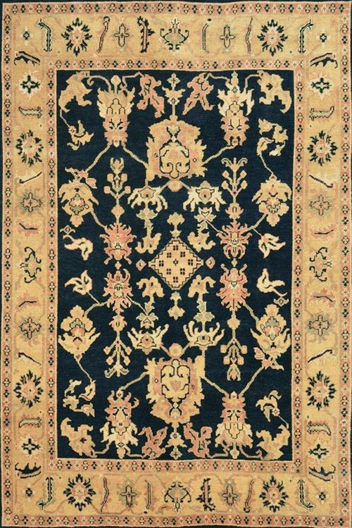 Palatial Size Black Oushak Handknotted Carpet