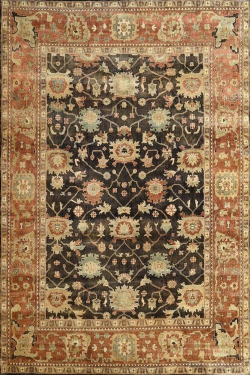 Earthen Neutral Floral Oushak Handmade Rug