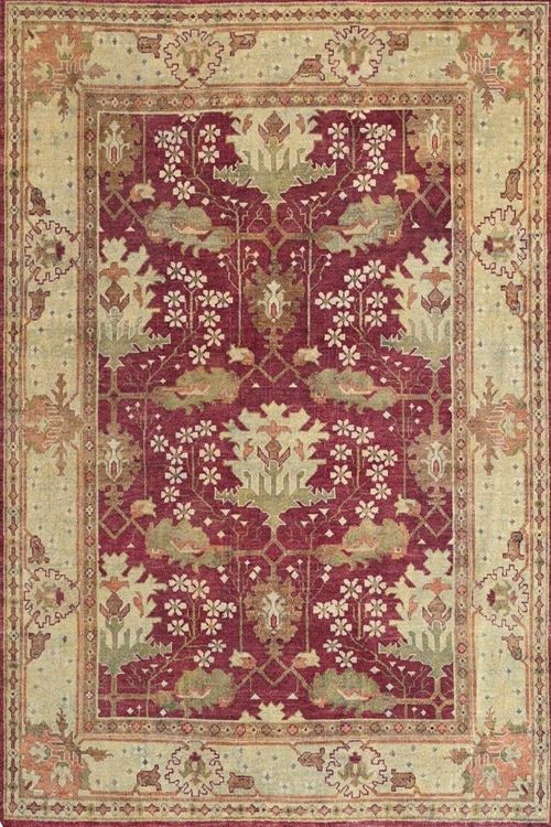 Vintage Mahal Oushak Motif Handknotted Rug