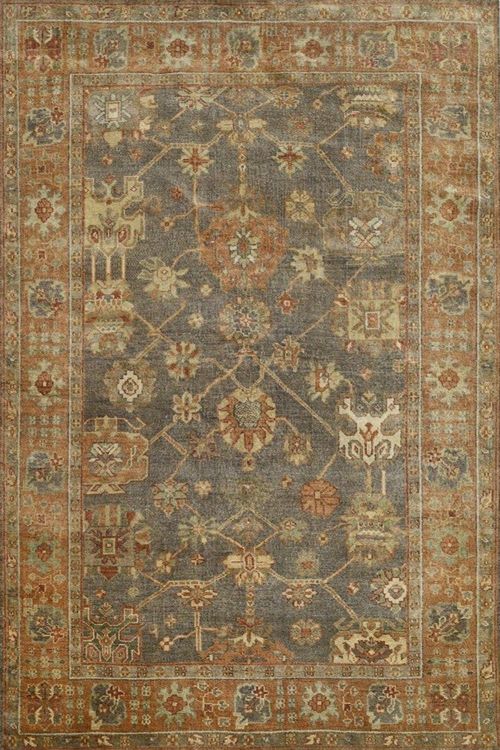 Gray Beige Hues Oushak Handmade Rug