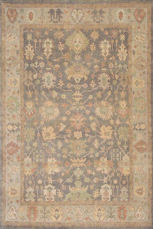 Dual Toned Floral Motif Handmade Oushak Rug