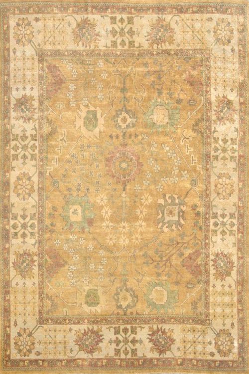 Gold Beige Large Oushak Handmade Area Rug