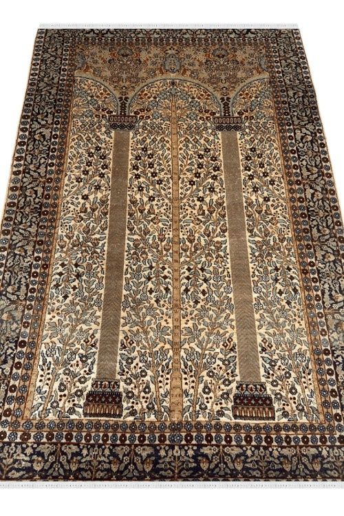 Panel pattern One sided Kashmir wool Handmade Carpet 
