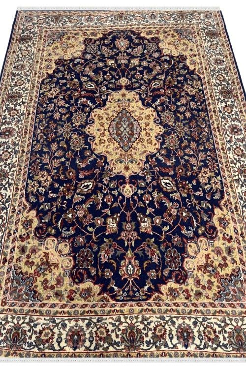 Royale Blue Kashan Kashmiri Handmade Carpet