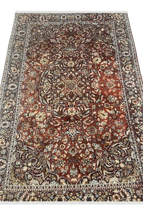 Rust Medallion Handknotted Kashmir Area Rug