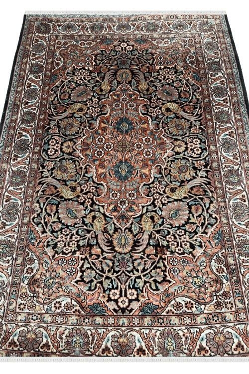 Salmon Pastel Medallion Handknotted Floral Carpet