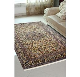 Ivory Oval Medallion Pure Persian Wool Rug