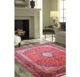 Ivory Medallion Kashan Handmade Woolen Rug