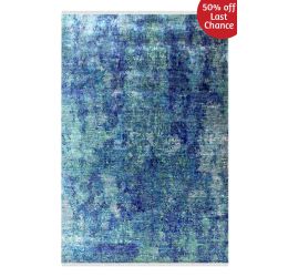 Aqua Marine Beautiful Sari Silk Carpet