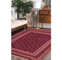 Maroon Goz Flat-Woven Kilim Rug