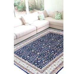 Pictorial Blue Handknotted Wool Rug