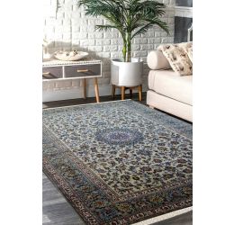 Chakra Medallion Kashan Wool Area Rug