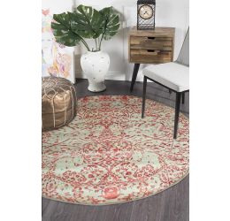 Embossed Rust Round Wool Area Rug