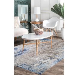 Blue Erased Handknotted Modern Wool Carpet