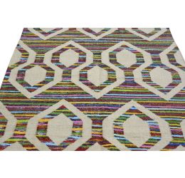Hexagonal Paan Jute Chindi Dhurrie