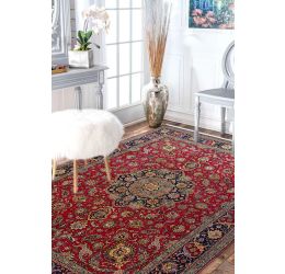 Red Central Medallion Wool Persian Carpet