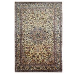 Ivory Oval Medallion Pure Persian Wool Rug