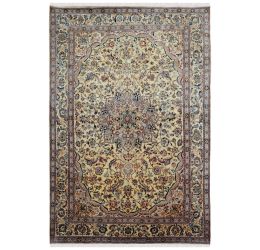 Ivory Oval Medallion Pure Persian Wool Rug