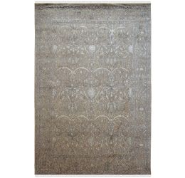 Embossed Floral Grey Pastel Wool Area Rug