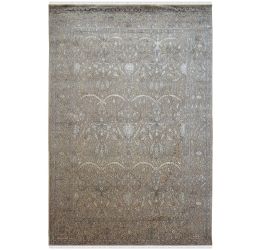 Embossed Floral Grey Pastel Wool Area Rug