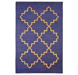Cotton Zanjeer Gold Lurix Handmade Dhurrie