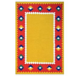 Diamond Border Beautiful Wool Dhurrie