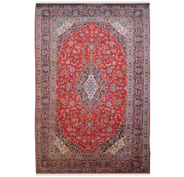 Ivory Medallion Kashan Handmade Woolen Rug 