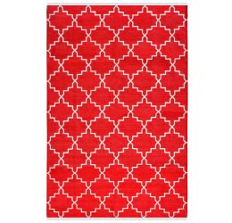 Red Zanjir Flat Woven Cotton Panja Dhurrie