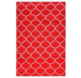 Red Zanjir Flat Woven Cotton Panja Dhurrie