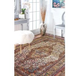 Central Medallion Handknotted Wool Area Rug