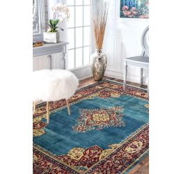 Turquoise Medallion Classic Handknotted Wool Carpet