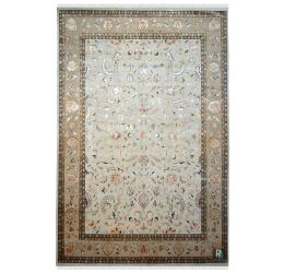 Ivory Fleur Silver Handmade Wool Area Rug