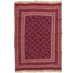 Maroon  Goz Flat-Woven Kilim Rug