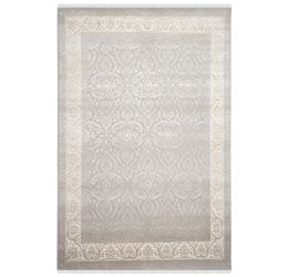 Embossed Grey Handknotted Wool Rug 