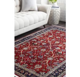  Floral Curve Handknotted Red Wool Carpet