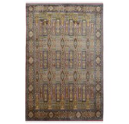 All Over Rouge Fleur Hamadan Handmade Silk Rug