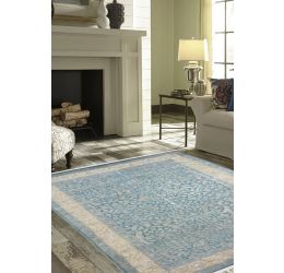 Bluewish Arrow Handknotted Woolen Area Rug