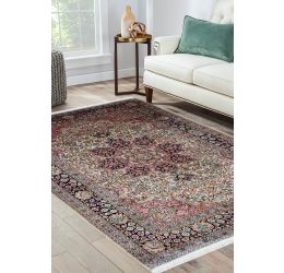 Floral traditional pattern kashan pink and ivory pure kashmir rug