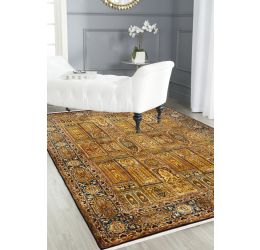 Gold Qum Column Silk Carpet