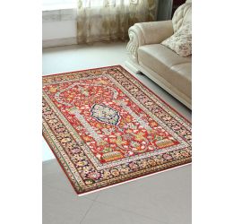 Rust Indian kashmir Silk Kashan Area rug